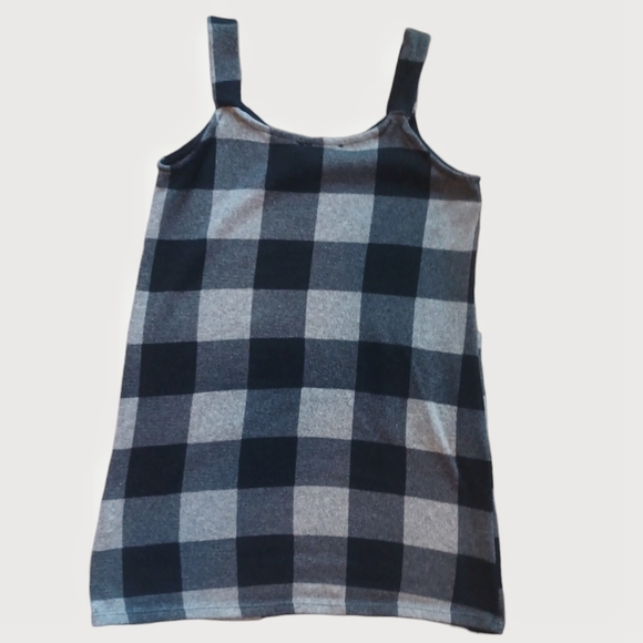 Grey Plaid Women's Tank Top with Pockets Sweet Claire - Picture 2 of 3